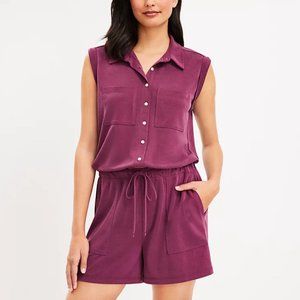 Lou & Grey Sandwashed Sleeveless Romper in Italian Plum